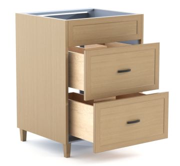 one fake drawer and two U-shape drawers