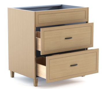 one fake drawer and two U-shape drawers