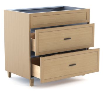 one fake drawer and two U-shape drawers