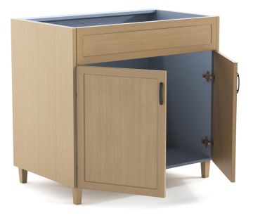 two doors and one bottom drawer