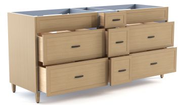 two fake drawers and seven drawers