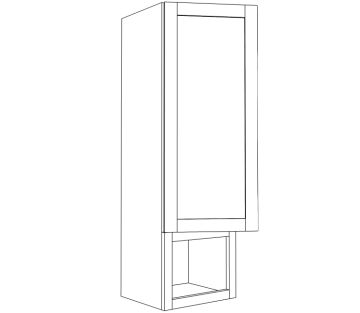 Countertop storage cabinet with box. W:15", H: 48", D: 12"