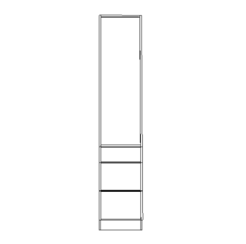 W18" H84"R one top door and 3 bottom drawers