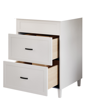 one fake drawer and two U-shape drawers