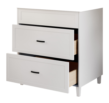 one fake drawer and two U-shape drawers