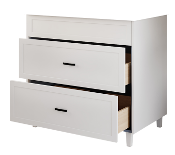 one fake drawer and two U-shape drawers