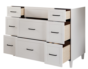 one fake drawer and eight drawers